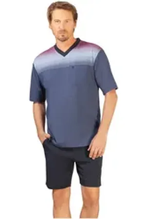 HAJO Shorty Herren Schlafanzug kurz (2 tlg) Klima Komfort blau 48
