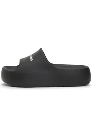 Tommy Hilfiger TJW CHUNKY FLATFORM SLIDE Pantolette, Sommerschuh, Schlappen, Poolslide mit Logoschriftzug auf der Bandage schwarz 41-42 EU