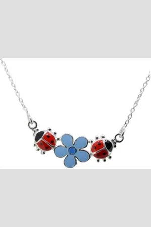 schmuck23 Kettenanhänger Kette mit Anhängern Marienkäfer 925 Silber Kinder Mädchen (Halskette mit Anhänger), Silberanhänger Kettenanhänger Kinderschmuck Halskette bunt