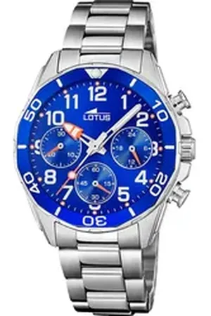Lotus Chronograph Kinderuhr Edelstahl silber , (Chronograph), Kinder Armbanduhr rund, mittel (ca. 36mm), Edelstahl silberfarben