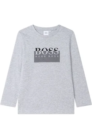 HUGO BOSS Langarmshirt Langarmshirt grau mit Logo 170-176