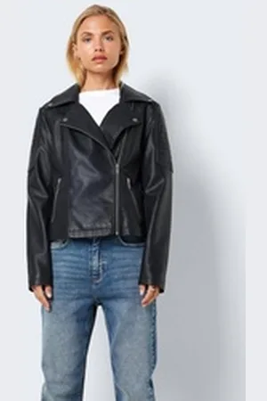 Noisy May Lederimitatjacke NMREBEL L/S JACKET NOOS mit vielen Biker Details schwarz L (40)
