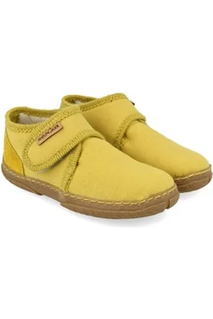 Haflinger Fidelius Luca Kinderhausschuhe auf Baumwolle mit Gummisohle unisex Hausschuh gelb 35 EU