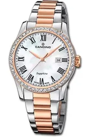 Candino Quarzuhr Damenuhr Edelstahl roségold, (Analoguhr), Damenuhr Edelstahlarmband roségold, silber, rundes Gehäuse (ca. 33mm) rosa