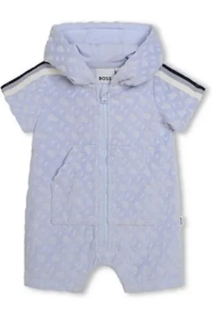 HUGO BOSS Strampler Baby Strampler flauschig hellblau mit Streifen 6 Monate ( 62-68 )