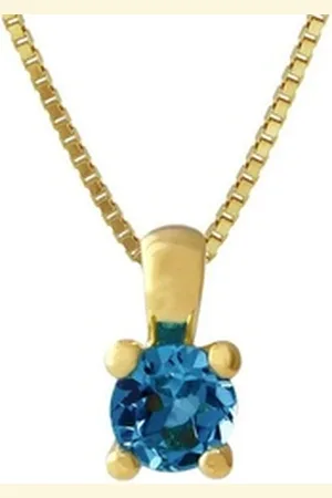 Acalee Kette mit Anhänger Anhänger Gold 333 / 8K Topas London Blau + vergoldete Kette blau