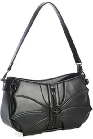 Banned Retro Schultertasche Malachi Batwing, Zwei Trageriemen schwarz