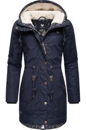 Ragwear Winterjacke YM-Canny stylischer Damen Kurzmantel Parka mit Kapuze blau XL (42)
