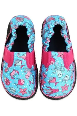 Beck Baumwollslipper Seaworld Hüttenschuhe (mit rutschfester Laufsohle, Qualität aus Österreich) blau 27 EU