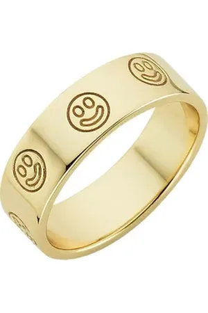 KangaROOS Fingerring Schmuck Geschenk Silber 925 Damenring Smiley Lächeln Happy, K0063R, Exklusiv bei uns gelb|goldfarben 56