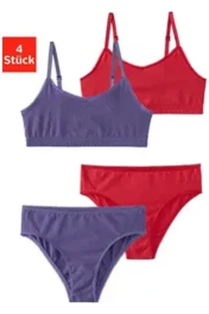 Buffalo Set: Bustier (Set, 4-tlg., mit Slip) mit schöner Spitzenkante bunt|lila|rot 158/164