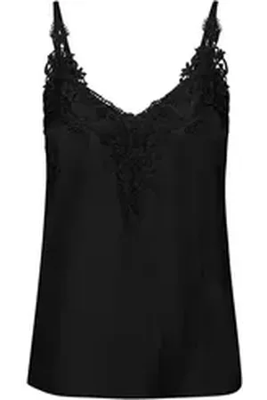 Cream Spaghettitop Anna (1-tlg) Spitze schwarz 40