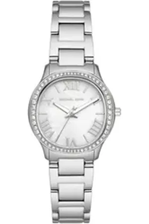 Michael Kors Quarzuhr SAGE 31 mm MK4824, Armbanduhr, Damenuhr, Perlmutt-Zifferblatt, Edelstahlarmband silberfarben