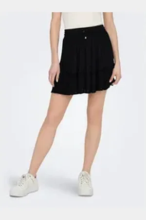 ONLY Minirock ONLIBIZA LIFE SHORT SKIRT WVN NOOS mit Volant schwarz S (36)
