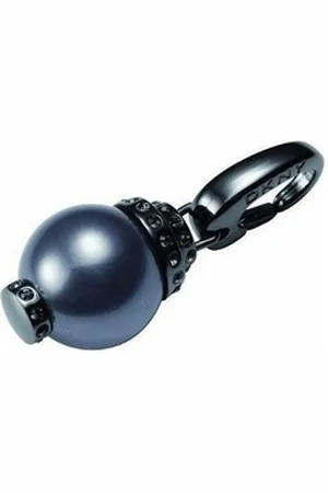 DKNY Charm-Einhänger Anhänger, aus Edelstahl, Schwarz, Zirkonia, Perle, Karabiner schwarz