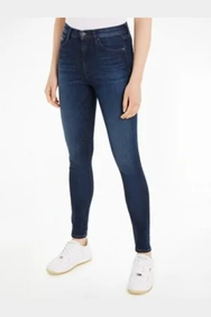 Tommy Hilfiger Bequeme Jeans Sylvia Skinny Slim Jeans Hohe Leibhöhe mit Ledermarkenlabel blau 25
