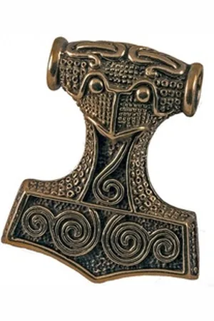 HOPLO Kettenanhänger Schonenhammer Bronze Schmuck Anhänger - Thorhammer - 54 x 62 mm