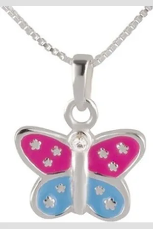 schmuck23 Kettenanhänger Anhänger Kette Schmetterling 925 Silber Kinder Mädchen (Halskette mit Anhänger), Silberanhänger Kettenanhänger Kinderschmuck Halskette bunt