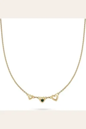 Jette Joop Collier Damen-Kette 925er Silber, recycelt 1 Smaragd gelb|goldfarben
