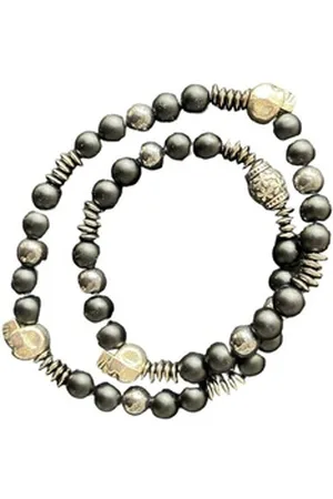 Aaron Bane Armband Skull Perlenarmband Armband „double washington“ Obsdian Perlen Matt (1-tlg)