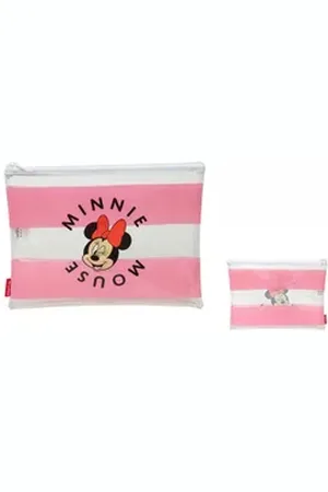 Disney Kulturbeutel Wasserfeste Tasche Minnie Mouse Beach Rosa Durchsichtig