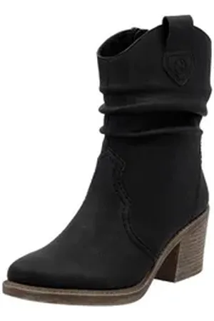 Rieker Westernstiefelette, Cowboystiefelette, Boots, Blockabsatz, mit gerafftem slouchy Schaft schwarz 42 EU