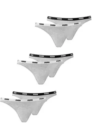 PUMA Bikinislip Bikini Slips (6-St., 6 Stück) mit Umlaufenden Markenlogo am Bund grau XL