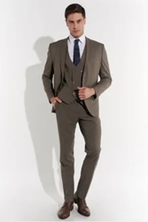 Steffen Klein SteffenKlein Anzug Slim-Fit (3-tlg) braun 54