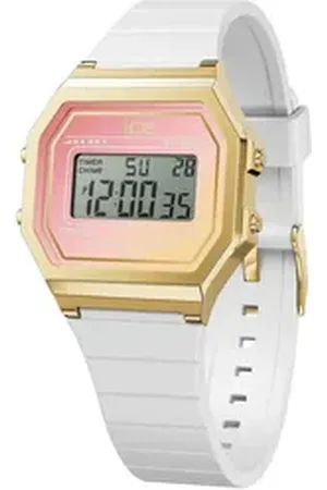 Ice-Watch Chronograph ICE digit retro sunset - Small 022716, Quarzuhr, Armbanduhr, Damenuhr, digital, Silikonarmband, Stoppfunktion weiß