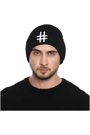 DonDon Beanie stylische Herren Winter Beanie (Packung, 1-St) Wintermütze, mit coolem Statement-Print, Strickmütze mit Krempe schwarz