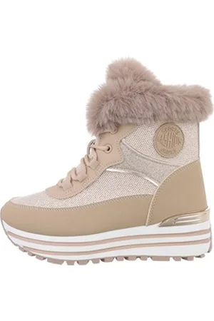 Ital-Design Damen High-Top Freizeit Sneakerboots Keilabsatz/Wedge Sneakers High in Hellbraun braun 38 EU