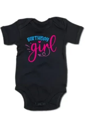 G-graphics Kurzarmbody Birthday Girl Baby Body mit Spruch / Motiv / Aufdruck • zum Geburtstag schwarz 12-18 Monate