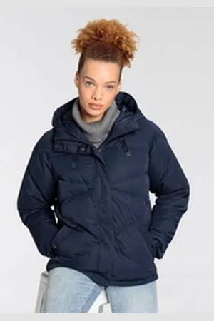 Polarino Daunenjacke für kalte Temperaturen, atmungsaktiv, mit Kapuze, mit Kordelzug blau 40