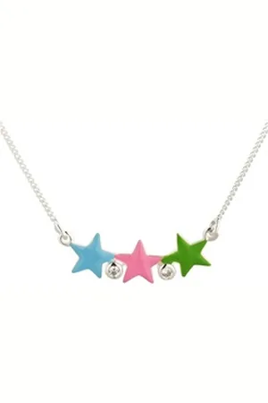 schmuck23 Kettenanhänger Kette mit Anhänger Stern 925 Silber Kinder Mädchen (Halskette mit Anhänger), Silberanhänger Kettenanhänger Kinderschmuck Halskette bunt