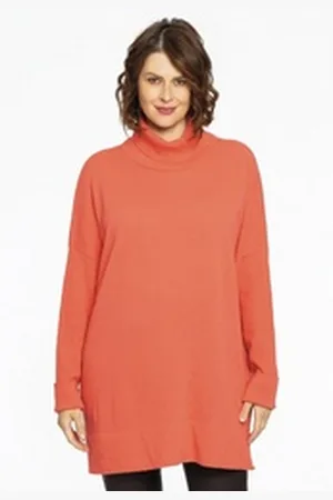 Yoek Longpullover Damen Pullover Große Größen orange 50/52