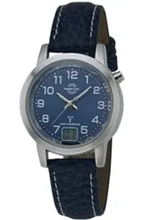 Master Time Funkuhr Basic MTLA-10490-32L, Armbanduhr, Quarzuhr, Damenuhr, Datum,Langzeitbatterie blau