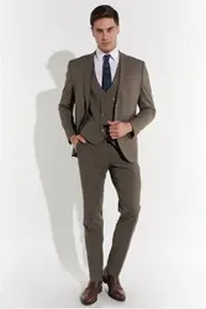 Steffen Klein SteffenKlein Anzug Slim-Fit (3-tlg) braun 52