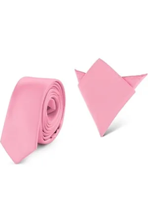 Ladeheid Krawatte Herren Schmale Krawatte & Einstecktuch Set SP/P (150cmx5cm, 22cmx22cm) (Set, 1-St., mit Einstecktuch) rosa