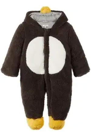 NAME IT Schneeoverall Unisex Baby Teddy-Schneeanzug "Pinguin" grau 50-56