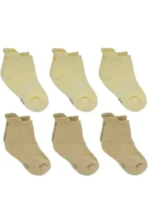 Yalion Kurzsocken Weiche Kinder Antiruschsocken Halbplüsch (6-Paar) Elastisch beige|gelb EU 18