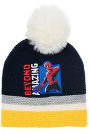 SPIDERMAN Bommelmütze Kinder Jungen Strickmützte Winter-Bommel-Mütze blau 54