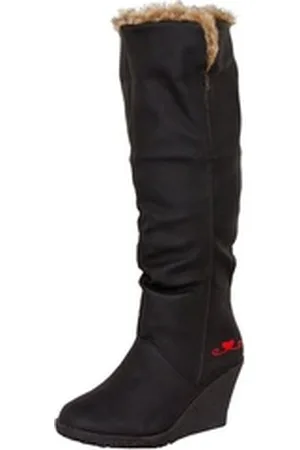 LOVENESS Winterstiefel L85 Damenwinterstiefel Fellstiefel Damen Stiefel Winterstiefel Wundrschönes Kunstfell Warm gefüttert schwarz 41
