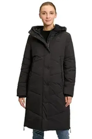 AMBER & JUNE Steppmantel Steppmantel mit Kapuze schwarz 34