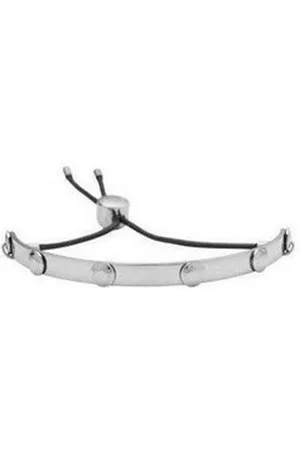 DKNY Armreif Damen, aus Leder und Edelstahl, Silber und Schwarz, Zugband, 18,5cm lang schwarz