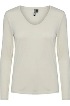 Pieces® Langarmshirt BILLO (1-tlg) Plain/ohne Details weiß XXL