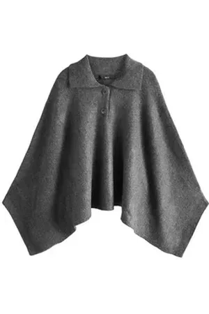 Next Strickponcho Poncho mit Kragen (1-tlg) grau M-L