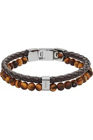 Fossil Armband Herren-Armband Stein braun