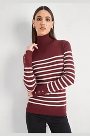 Daniel Hechter Rollkragenpullover mit Knopfleiste am Ärmelabschluss rot 46