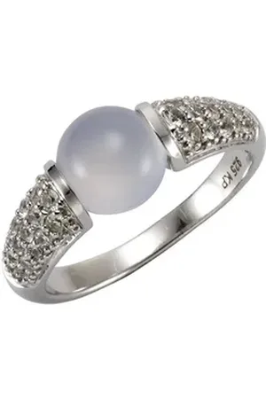 Jamelli Fingerring 925 Silber rhod. Chalcedon und Weißtopas weiß 058 (18,5)