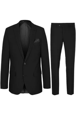 Paul Malone Anzug Moderner Herrenanzug regular fit - stretch - Businessanzug (Set, 2-tlg., Sakko mit Hose) schwarz HA38 - Gr.68 schwarz 68